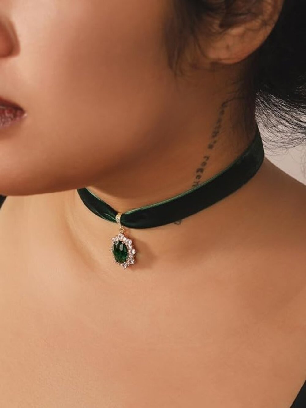 Rhinestone Victorian Velvet Choker | Gothic Vintage Statement Necklace | Adjusta